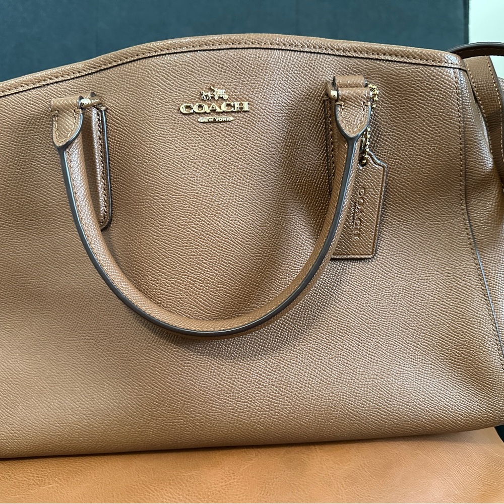 COACH Leather Satchel Handbag in Tan
